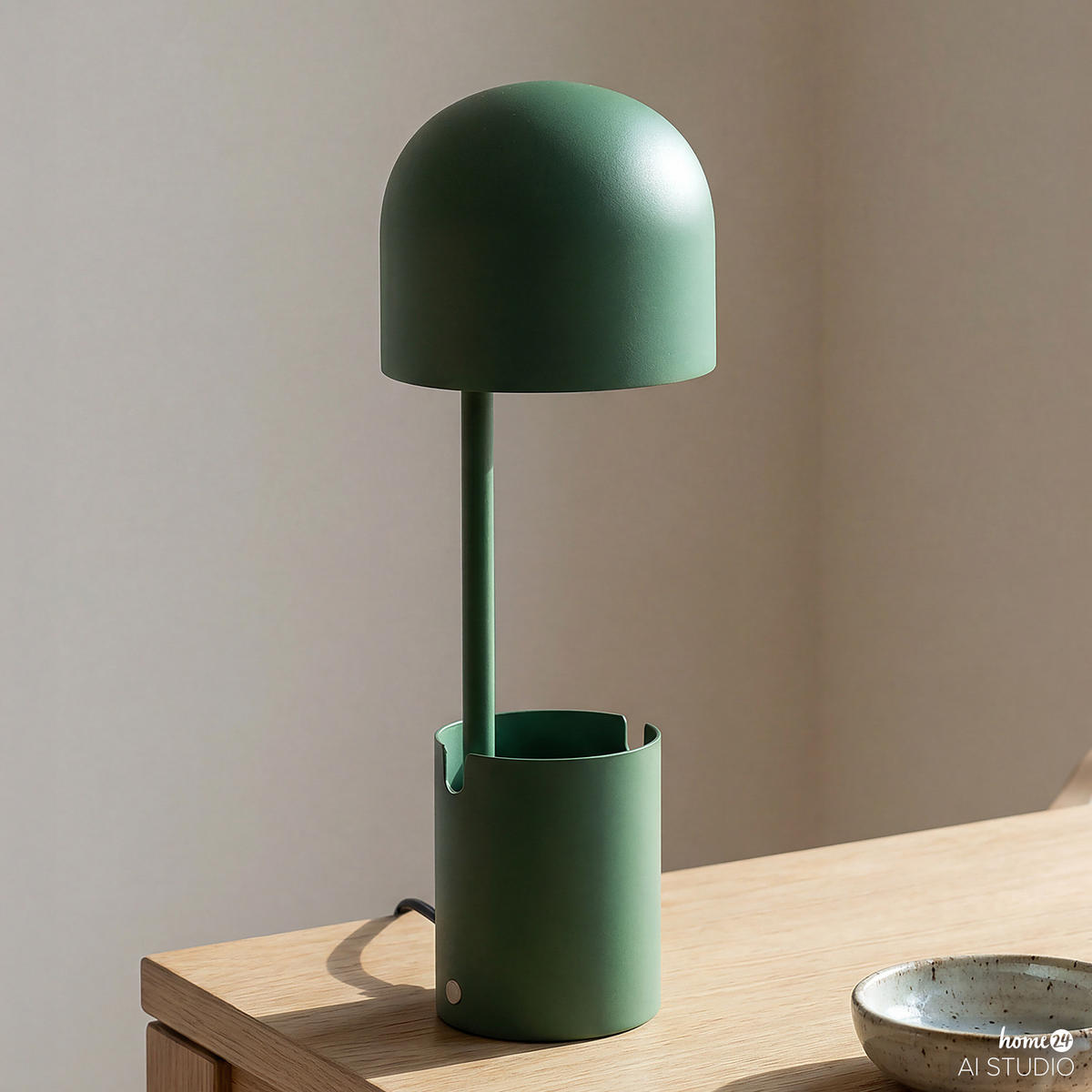 AKKU-TISCHLEUCHTE - Eisen / Kunststoff - Grün, Metall (13/13/37cm) - home24