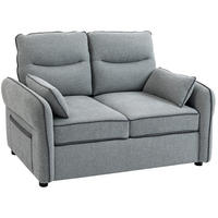 SOFA, 2-Sitzer, ägyptischer Samt, 2 Kissen, Seitentasche, grau, 136x81x90cm - Multicolor, Holzwerkstoff (136/90/81cm) - FORIOUS