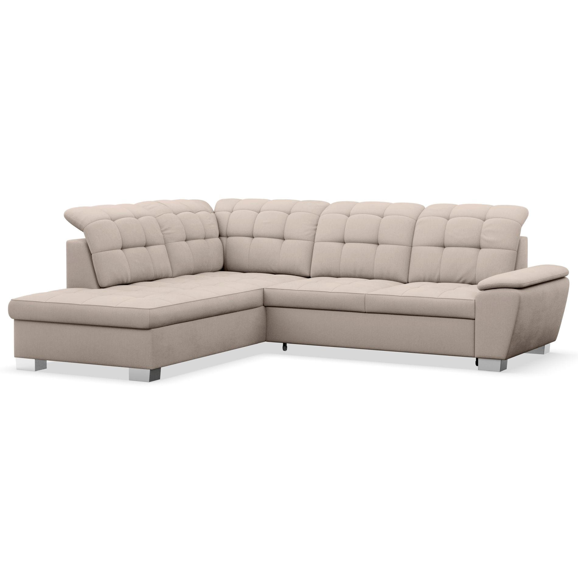 ECKSOFA Jamaal Beige linksseitig - Beige/Schwarz, Textil (258/212cm) - Selsey