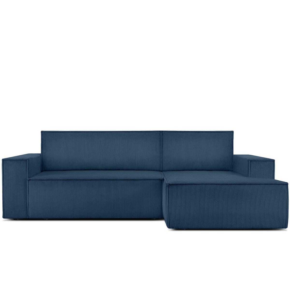 ECKSCHLAFSOFA-RECHTS NAPI in Pet Friendly Cord-Stoff, marineblau - Blau/Schwarz, Textil (262/148cm) - KONSIMO®