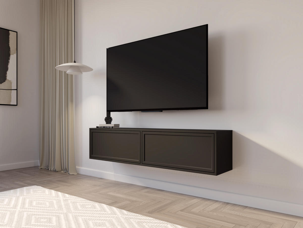 TV-HÄNGEBOARD Velveto 2-türig, Schwarz, 140 cm - Schwarz, Holzwerkstoff (140/30/30cm) - Selsey