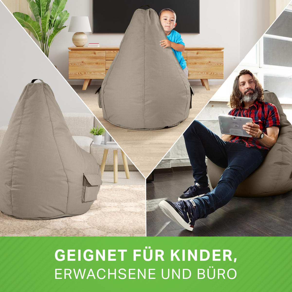SITZSACK Lounge Chair "Cozy" 80x70x90cm - Braun, Textil (70/90/80cm) - Green Bean