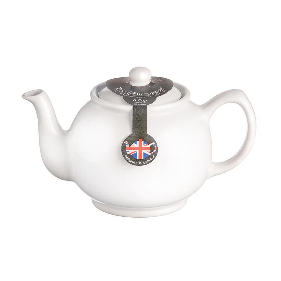TEEKANNE 1100 ml Steingut klassisch, weiß, für 6 Tassen - Weiß, Keramik (1.1L) - Price & Kensington