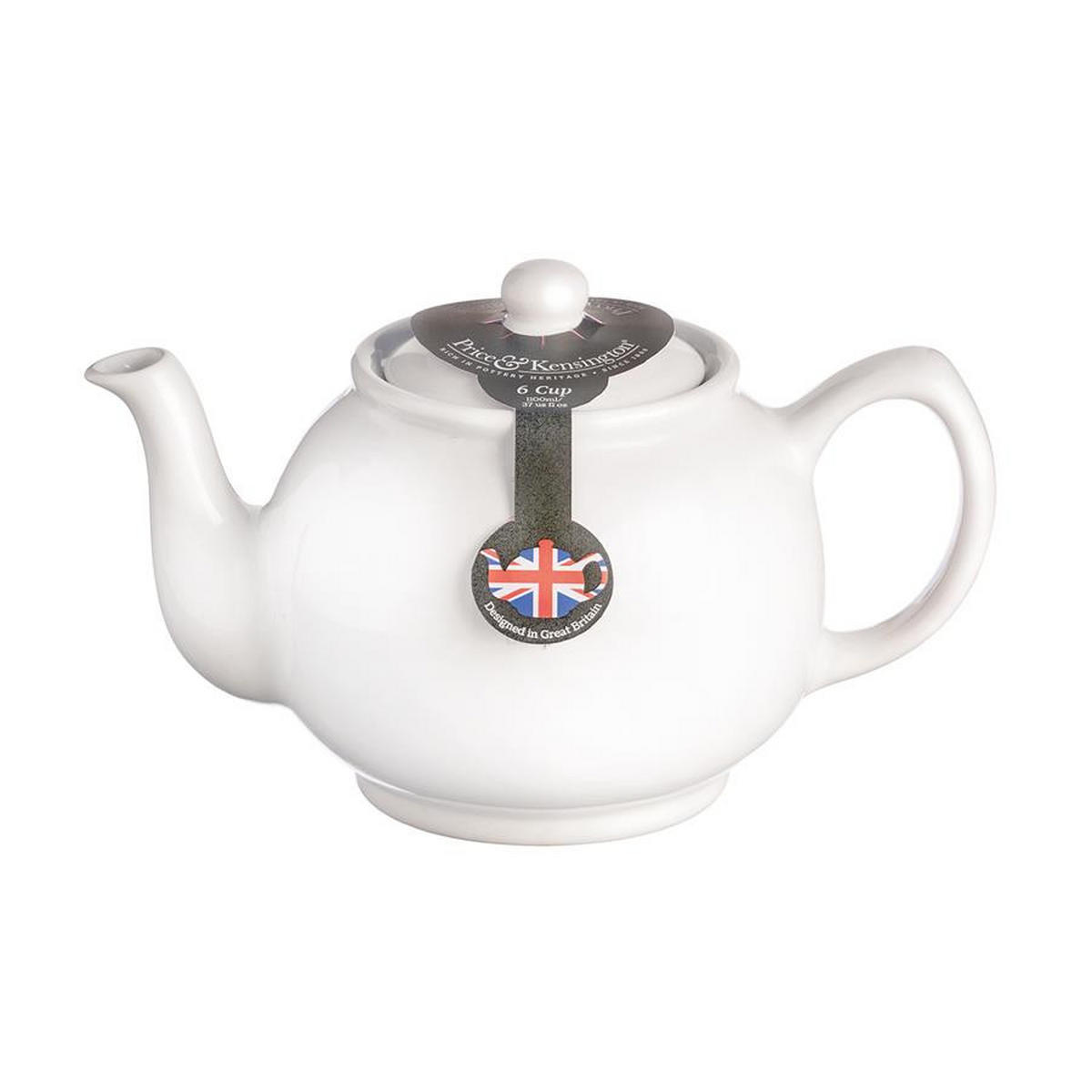 TEEKANNE 1100 ml Steingut klassisch, weiß, für 6 Tassen - Weiß, Keramik (1.1L) - Price & Kensington
