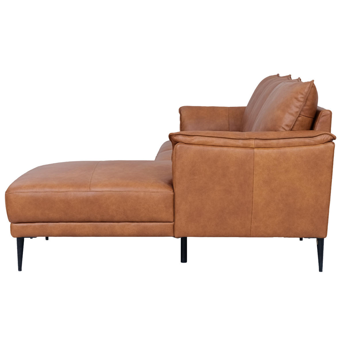 ECKSOFA Echtleder Braun - Schwarz/Braun, Leder/Metall (233/155cm) - Furnhouse