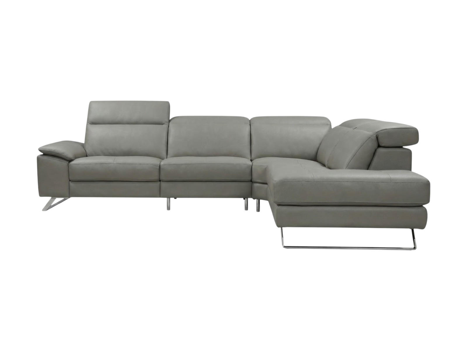 ECKSOFA Genius Echtleder Perlgrau - Hellgrau, Leder/Metall (264/230cm)