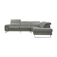 ECKSOFA Genius Echtleder Perlgrau - Hellgrau, Leder/Metall (264/230cm)