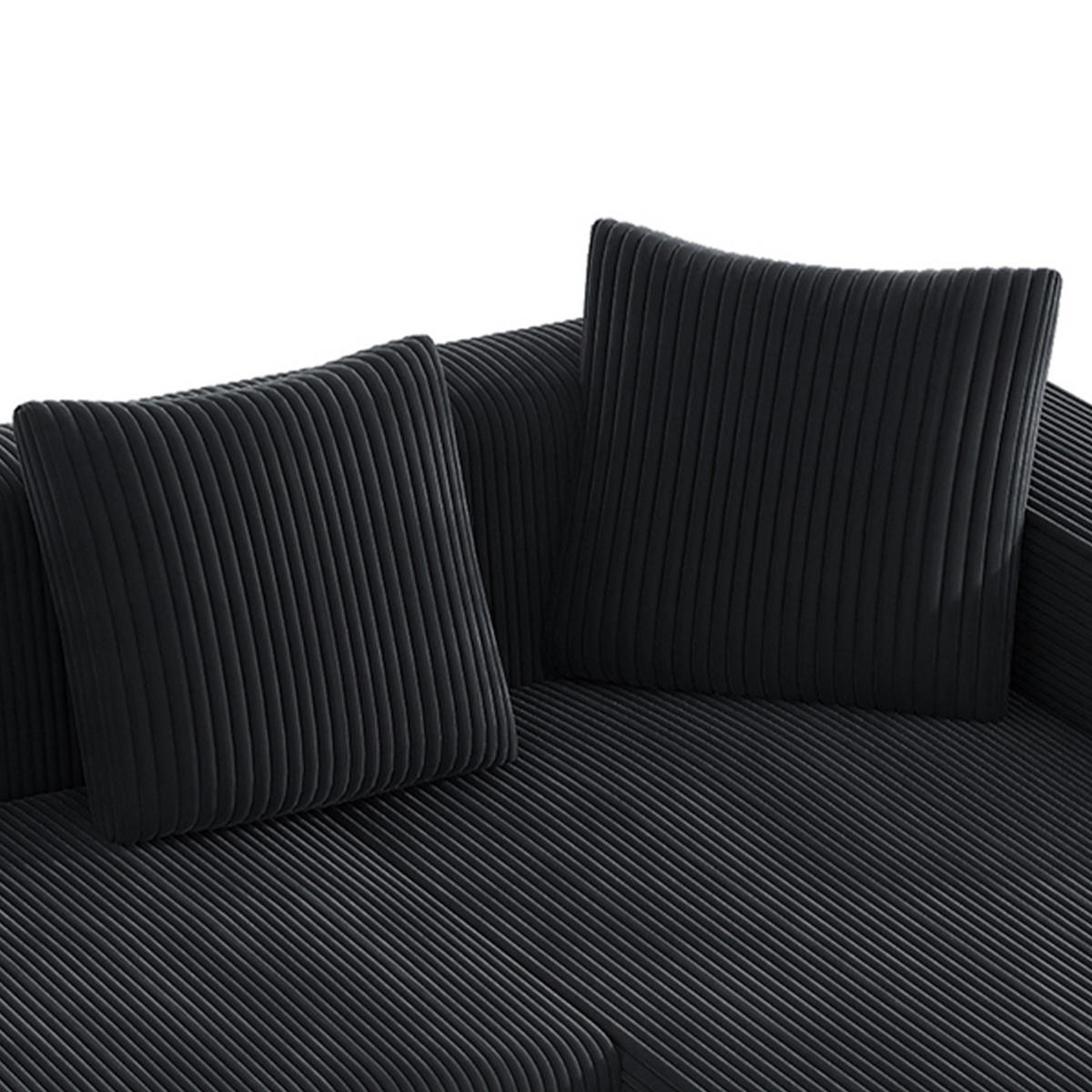 ECKSOFA aus Corduroy 261x146x65 cm in Schwarz mit modularer L-Form - Schwarz, Textil (146/261cm) - Modfu