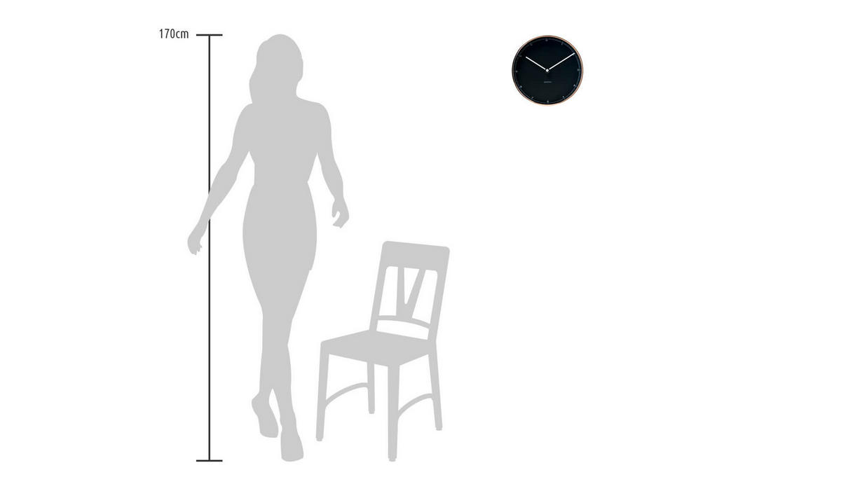 WANDUHR Design Schwarz 30/30 cm - Schwarz, Glas/Holzwerkstoff (0.92/30/5cm) - ONZENO