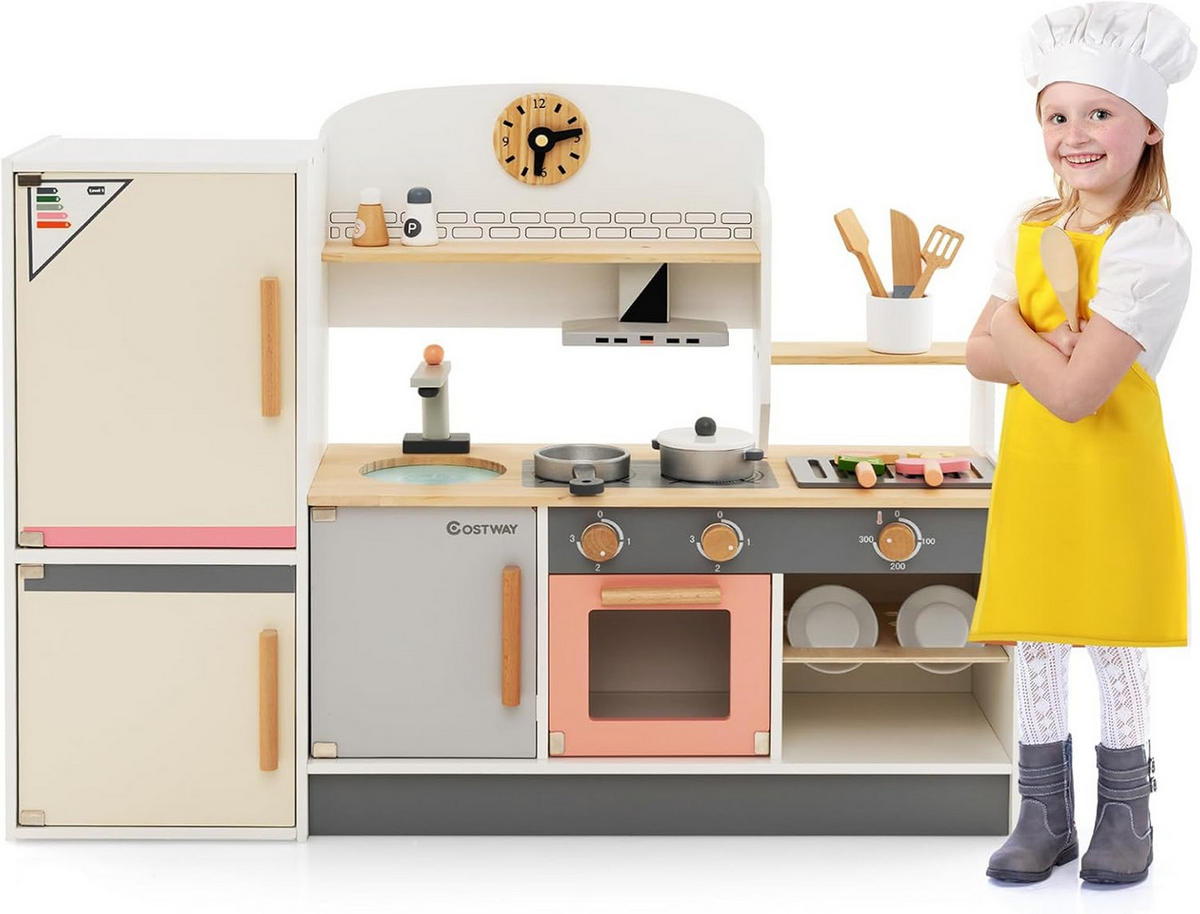 SPIELZEUGKÜCHE Multicolor - Multicolor, Holz (24/65/90cm) - COSTWAY