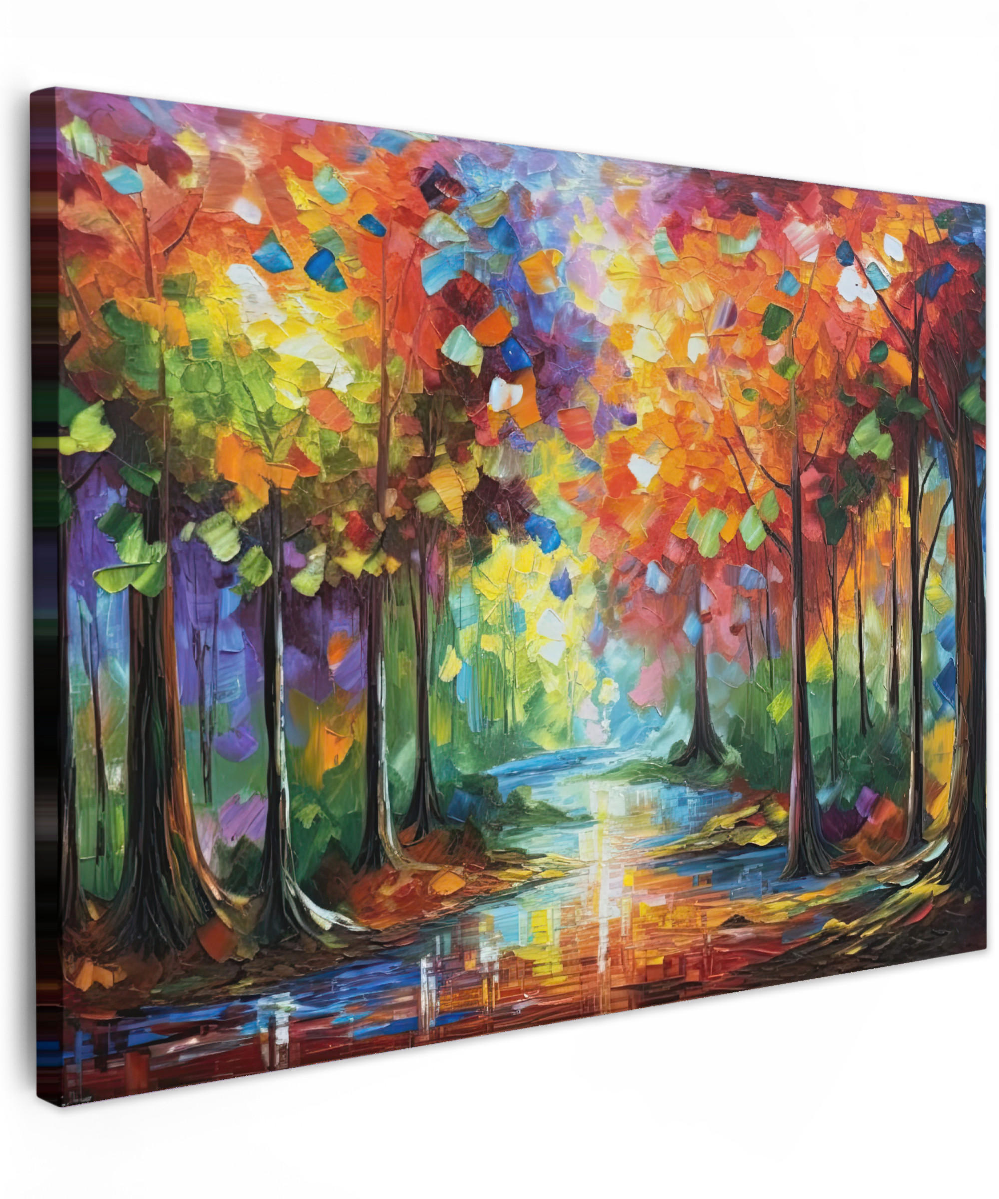 LEINWANDBILD Landschaft - Wald - Farben - Natur 40x30 cm - Multicolor, Textil (40/30cm) - MuchoWow