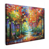 LEINWANDBILD Landschaft - Wald - Farben - Natur 40x30 cm - Multicolor, Textil (40/30cm) - MuchoWow