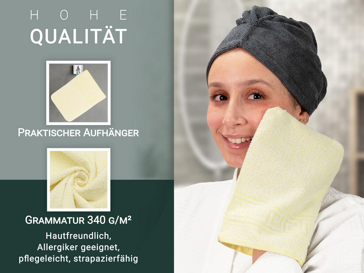 WASCHHANDSCHUH, 20er-Set, 16x22 cm, 70% Baumwolle, 30% Polyester, Gelb - Gelb, Textil (16/22cm) - Zollner