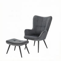 SESSEL mit Hocker 50/49/97 cm in Dunkelgrau aus Cord mit Metallgestell - Dunkelgrau, Textil (68/97/49cm) - BEAOK
