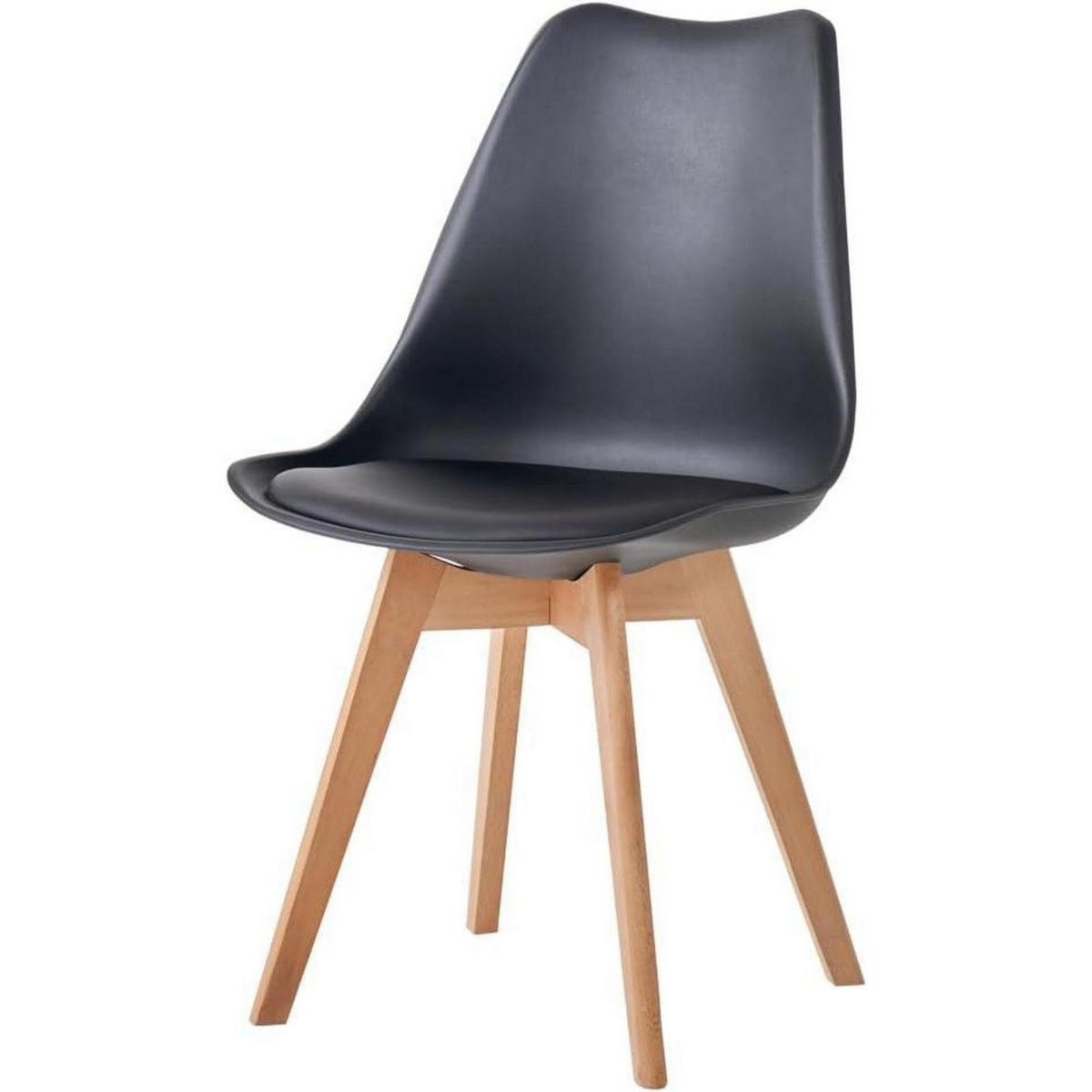 ESSZIMMERSTUHL 8er Set mit Massivholzbeinen und abnehmbarem Stuhlkissen Schwarz+Beige - Multicolor, Kunststoff (49/83/42cm)
