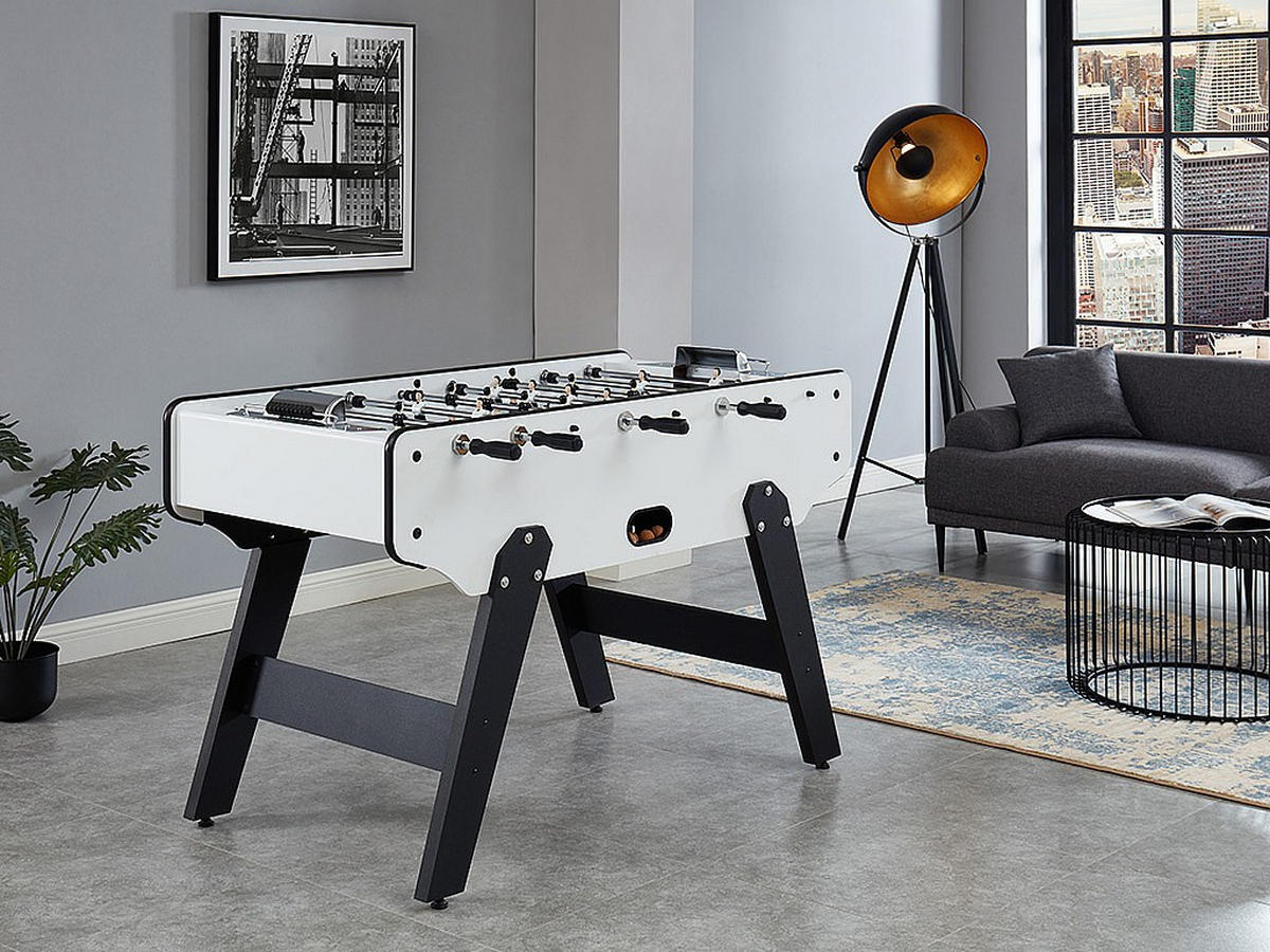 TISCHFUSSBALLTISCH - MDF - 153 x 77,6 x 96 cm - Weiß - SUAREZ - Weiß, Holz (153/77.6cm) - Vente-Unique