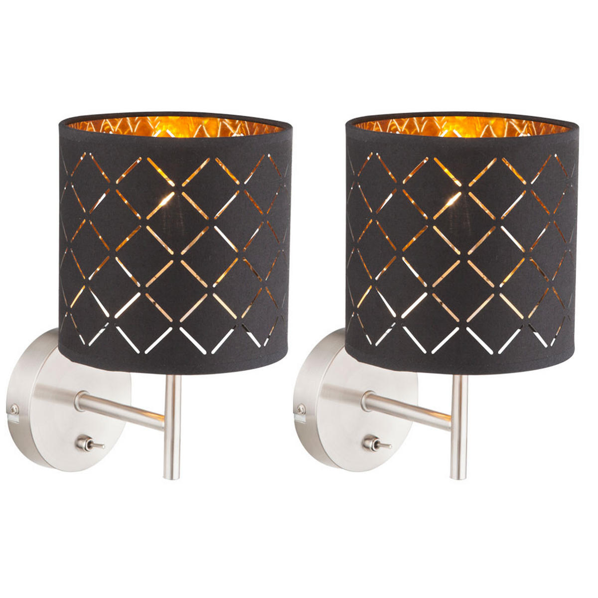 LED WANDLEUCHTE CLARKE Schwarz Gold - Schwarz, Metall (19/26/19cm)