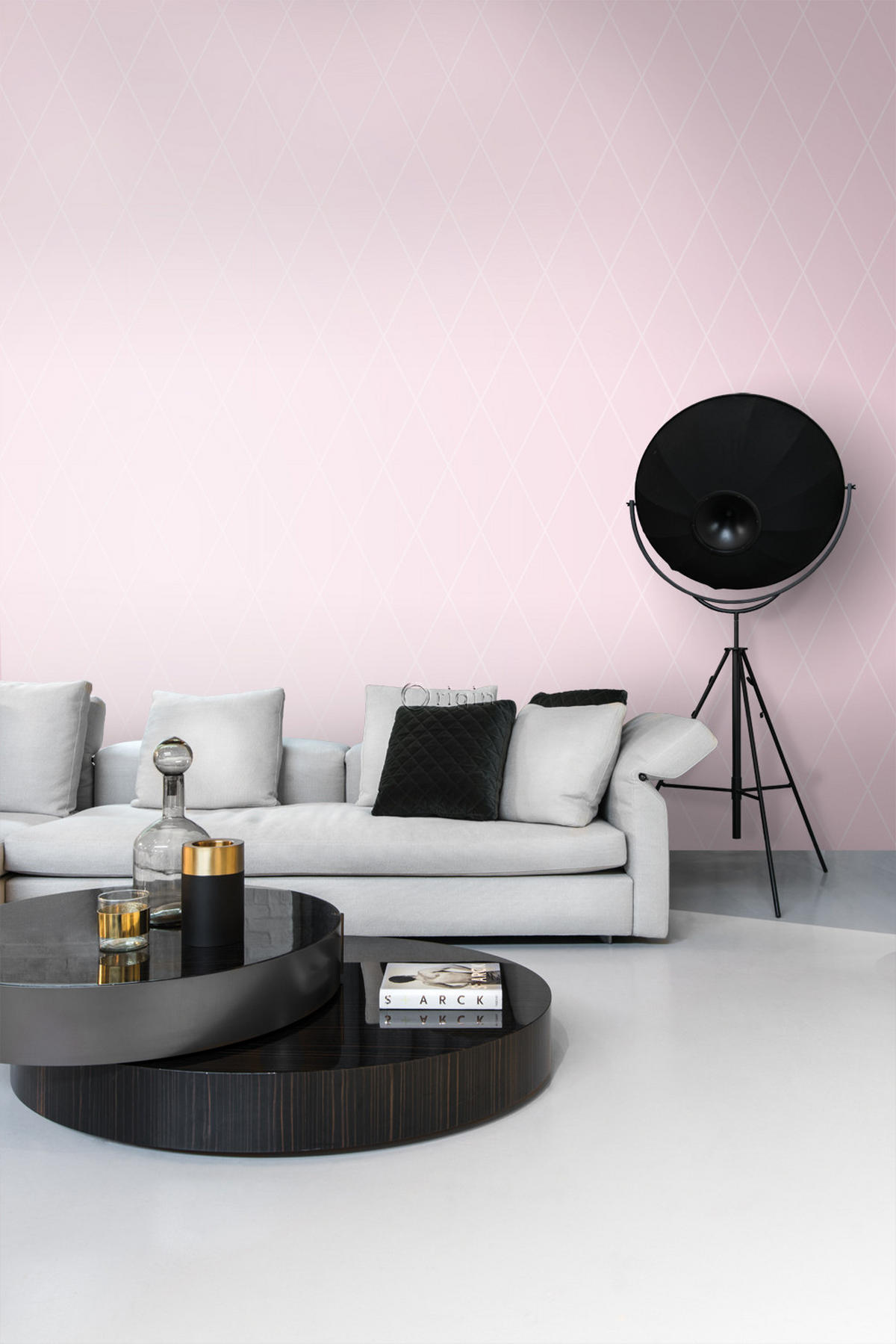 TAPETE Karomuster 53 cm x 10.05 m - Pink, Papier (53/1000cm) - Origin Wallcoverings