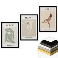 WANDBILDER 3er-Set - 40x60 cm Schwarzer Rahmen - Stilvolle Charaktere im Minimalismus - Schwarz, Kunststoff (40/60cm) - ArtPrintCave