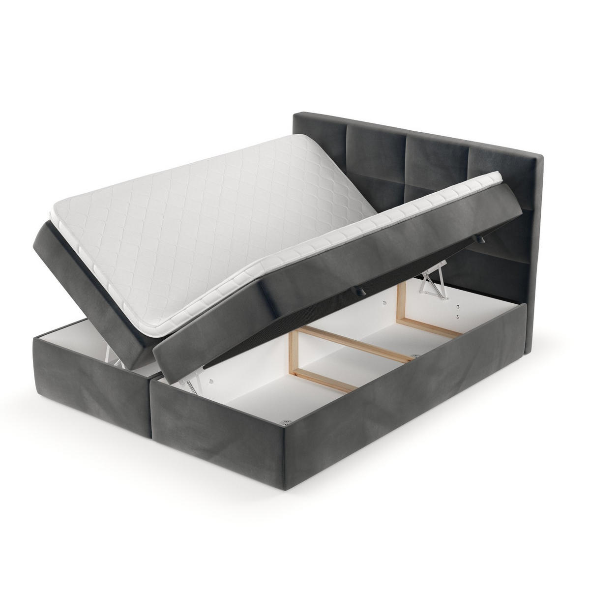 BOXBETT Oris 180/200 cm Anthrazit im Paros Stoff - Anthrazit/Schwarz, Holz/Holzwerkstoff (180/200cm) - AltaBeds