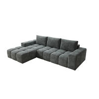 ECKSOFA Cento, L-Form, Ottomane links, Webstoff, 285x56x180 cm, Grau - Grau, Holz (180/285cm) - PROMETO Möbel
