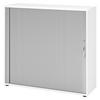 ROLLLADENSCHRANK - 3 Ordnerhöhen 40/120/110 cm in Weiß/Silberfarben Bogengriff (Metall) - Silberfarben/Weiß, Holzwerkstoff (120/110/40cm) - bümö