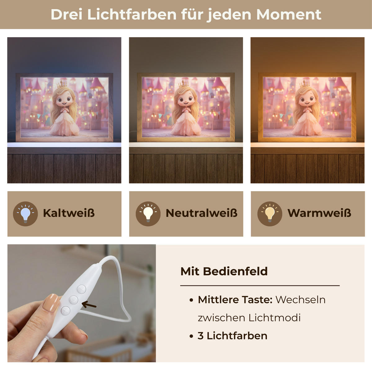 NACHTTISCHLAMPE Prinzessin - Rosa - Schloss 30x20 cm - Rosa, Holzwerkstoff (8/30/20cm)