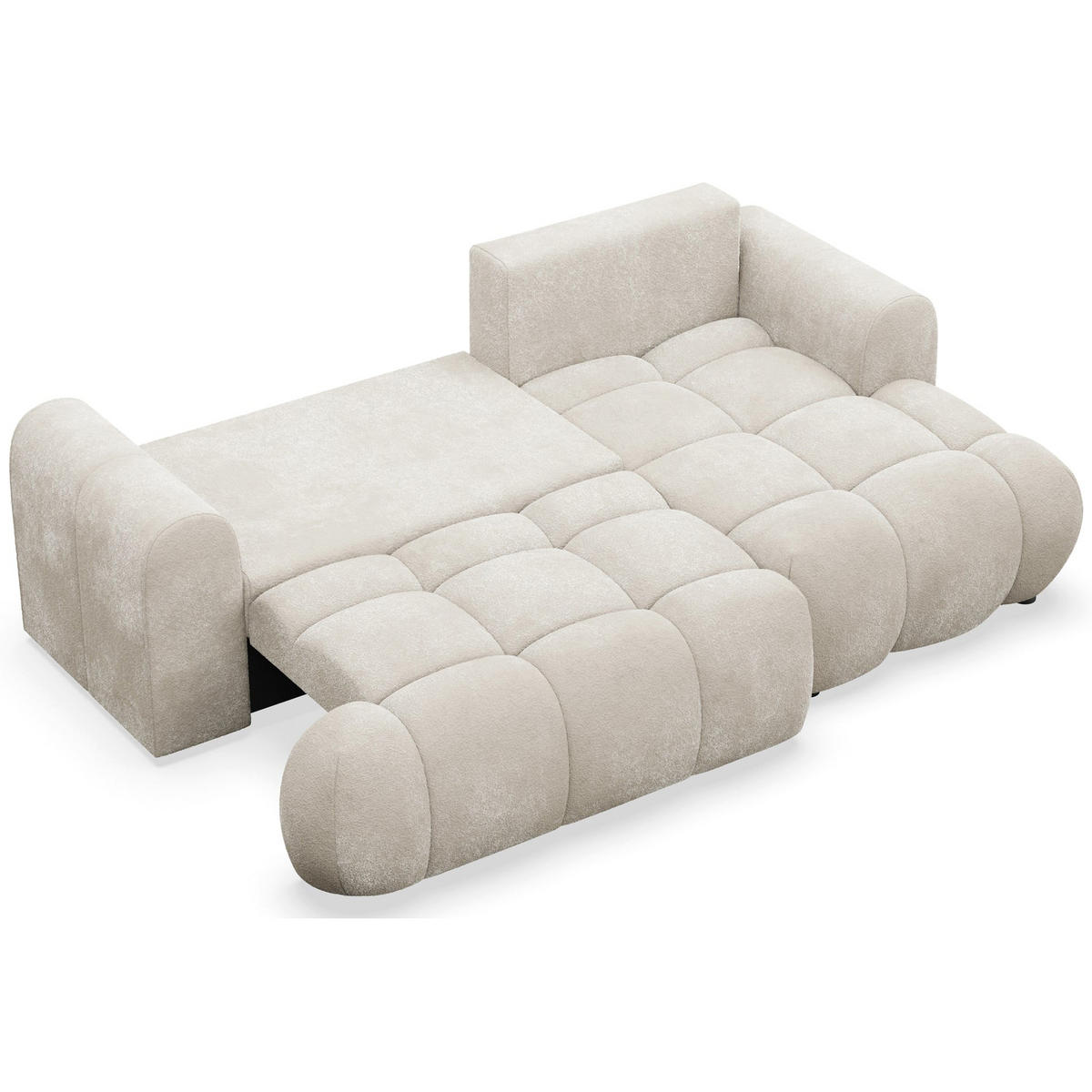 ECKSOFA Ombo Mini, Creme Plüsch, rechtsseitig - Creme/Schwarz, Kunststoff/Textil (155/246cm) - Selsey