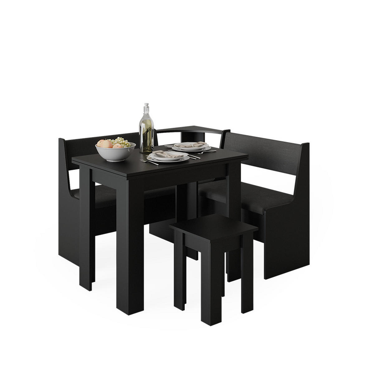 ESSZIMMER-BANK Roman Schwarz 76.6 x 41.5 cm - Schwarz, Holzwerkstoff (41.5/80/76.6cm) - Vicco
