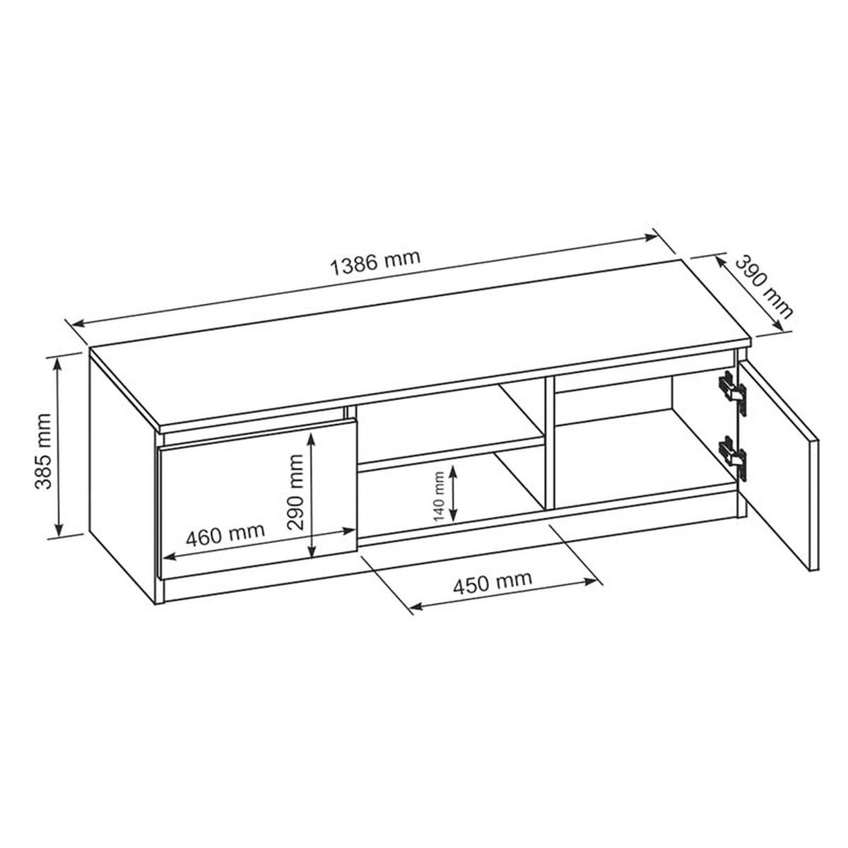 TV Schrank Weiß 138,6 x 39 x 40cm - Weiß, Holzwerkstoff (138.6/40/39cm) - MebLocker
