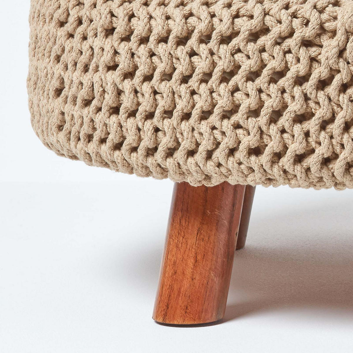 STRICK-HOCKER natur, rund 62/62/30 cm - Naturfarben, Textil (62/30/62cm) - Homescapes