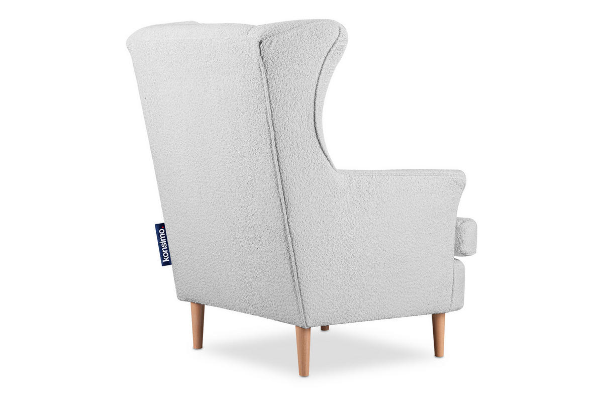OHRENSESSEL STRALIS inklusive dekorativem Kissen, Hellgrau - Hellgrau/Braun, Textil (82/108/80cm) - KONSIMO®