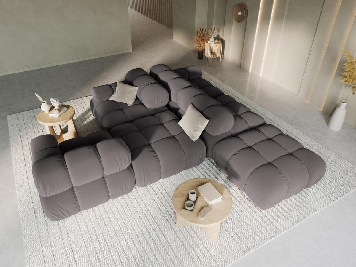 MODULARES-SOFA links Bellis aus Samt dunkelgrau 4 Sitzplätze - Dunkelgrau, Textil (94/63/282cm) - Micadoni