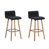BARHOCKER 2er Set Stoff schwarz - Eukalyptusholzfarben/Schwarz, Holz/Textil (42/94/49cm) - CLP