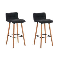BARHOCKER 2er Set Stoff schwarz - Eukalyptusholzfarben/Schwarz, Holz/Textil (42/94/49cm) - CLP