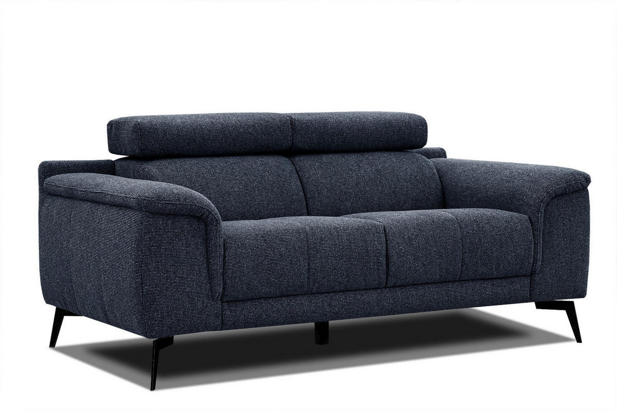 SOFA FIERO 2-Sitzer, dunkelblau - Schwarz/Dunkelblau, Holzwerkstoff/Textil (170/82/103cm) - Courtois Laville