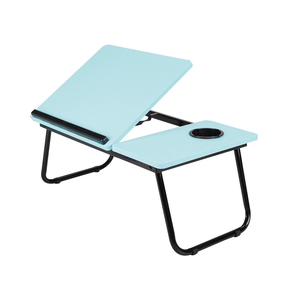 LAPTOP-BETTTISCH mit Getränkehalter Verstellbarer, klappbarer – Blau 5-fach Neigungsverstellung und Becherhalter 56x32,5x24 cm - Blau, Metall (32.5/56/24cm) - Livingandhome