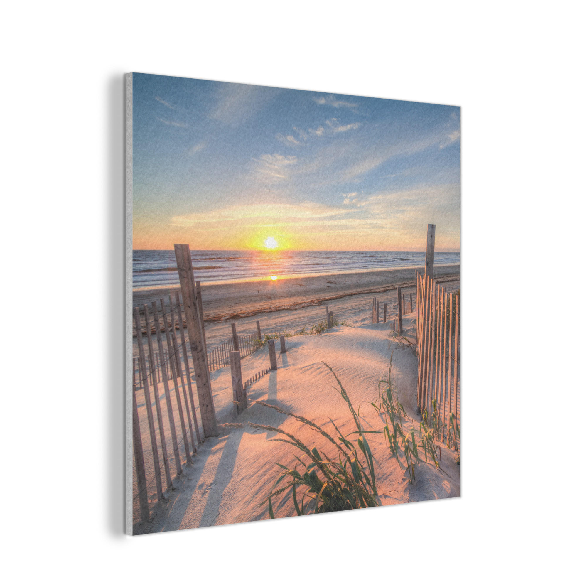 AKUSTIKPANEEL Strand - Meer - Düne - Sonnenuntergang - Landschaft 90x90 cm - Beige, Textil (90/0.9/90cm) - MuchoWow