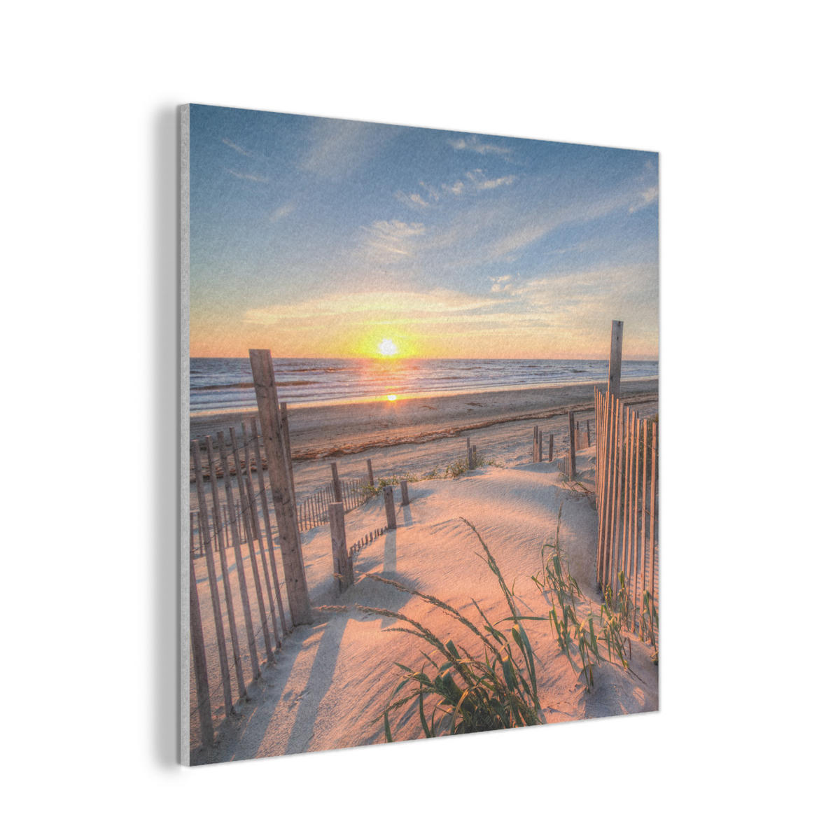 AKUSTIKPANEEL Strand - Meer - Düne - Sonnenuntergang - Landschaft 90x90 cm - Beige, Textil (90/0.9/90cm) - MuchoWow