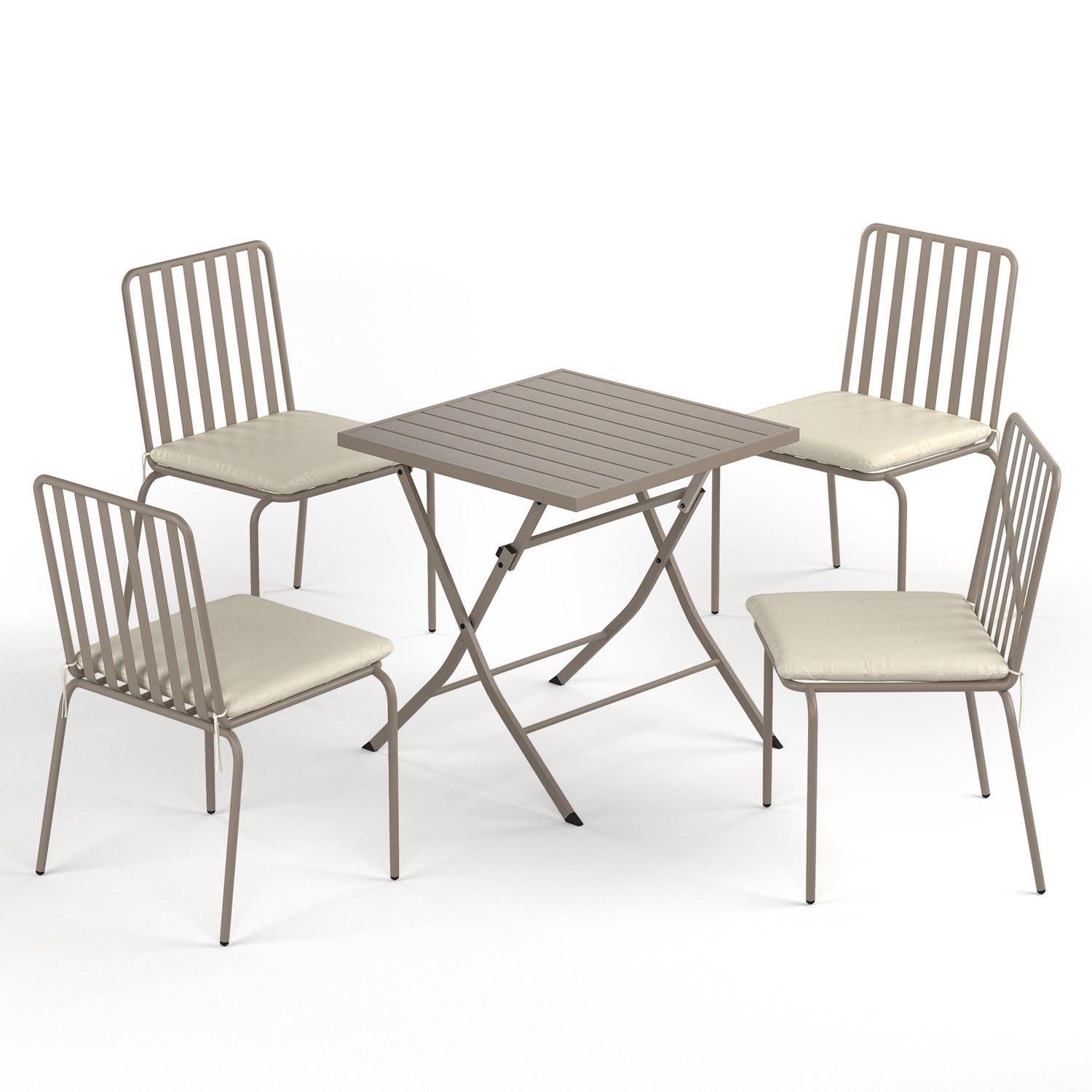 GARTENESSGRUPPE - 5-teilig - Stahl - Anthrazit - Taupe, Textil/Metall - home24