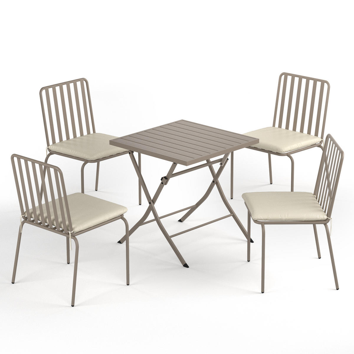 GARTENESSGRUPPE - 5-teilig - Stahl - Anthrazit - Taupe, Textil/Metall - home24