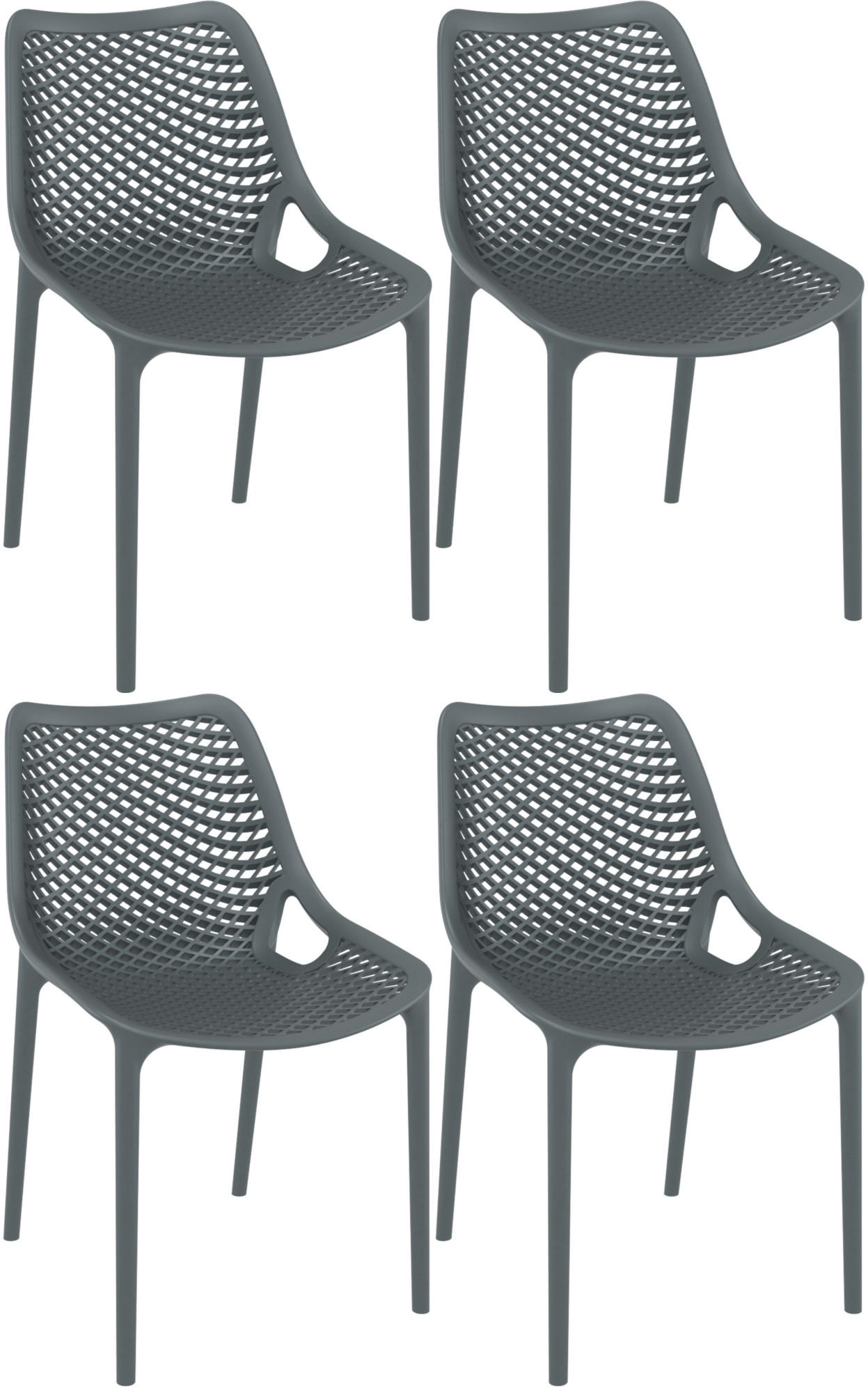 GARTENSTUHL 4 Kunststoff Dunkelgrau - Dunkelgrau, Kunststoff (50/82/60cm) - CLP