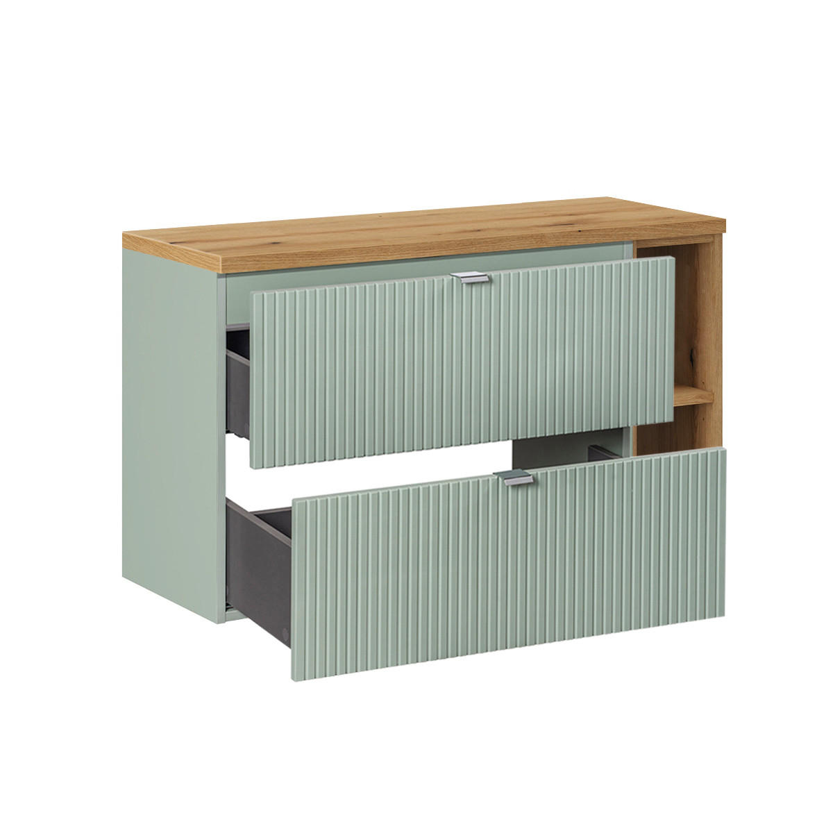 WASCHTISCHUNTERSCHRANK 100.4cm Jade Grün und Holz - Grün, Holzwerkstoff (100.4/59/40cm) - Petits-meubles