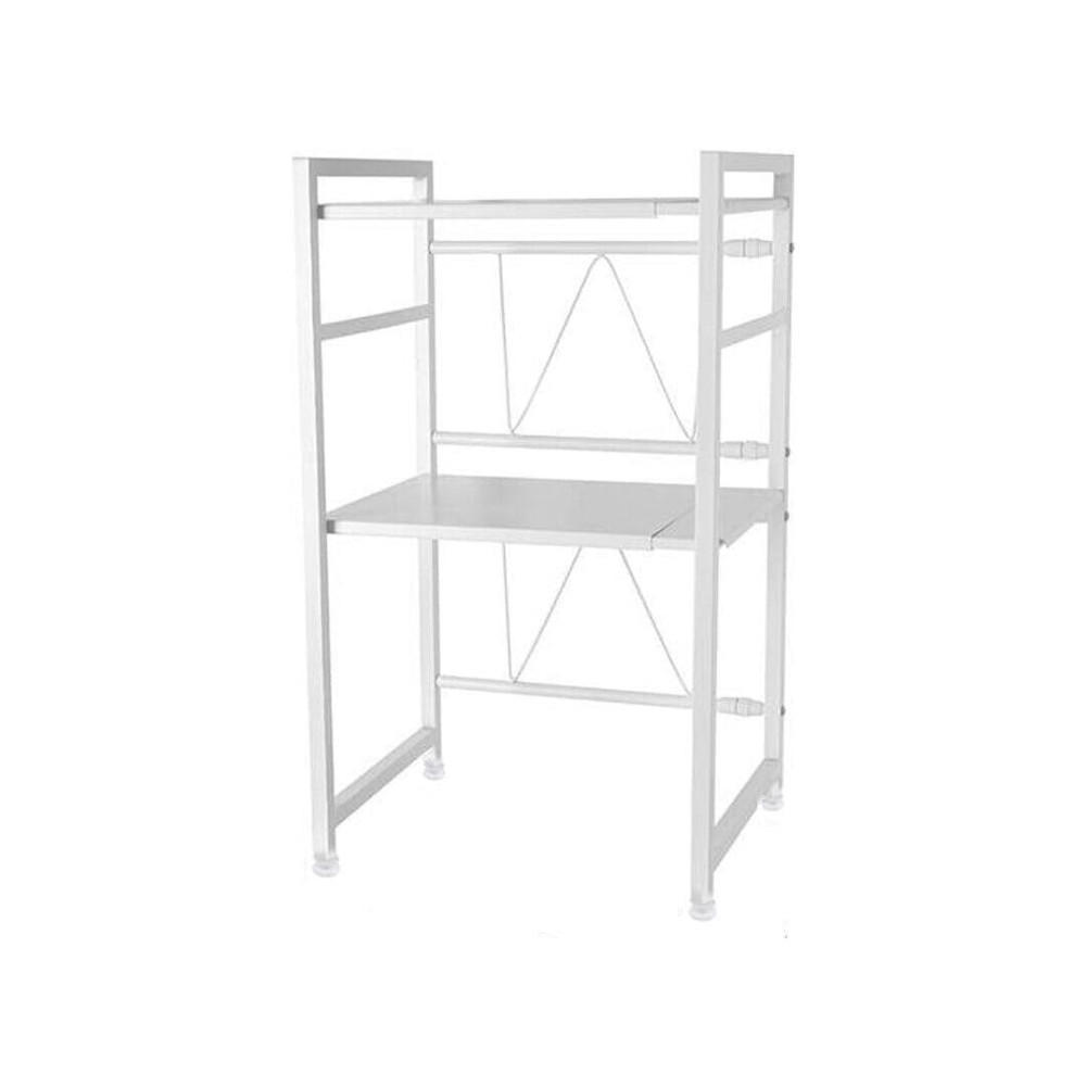 MIKROWELLENREGAL mit 2 Ablageflächen 3 Ebenen Ausziehbar zwischen 40-60 cm 79,5x40-60x36 cm Metall Weiß - Weiß, Metall (60/79/36cm) - PROREGAL
