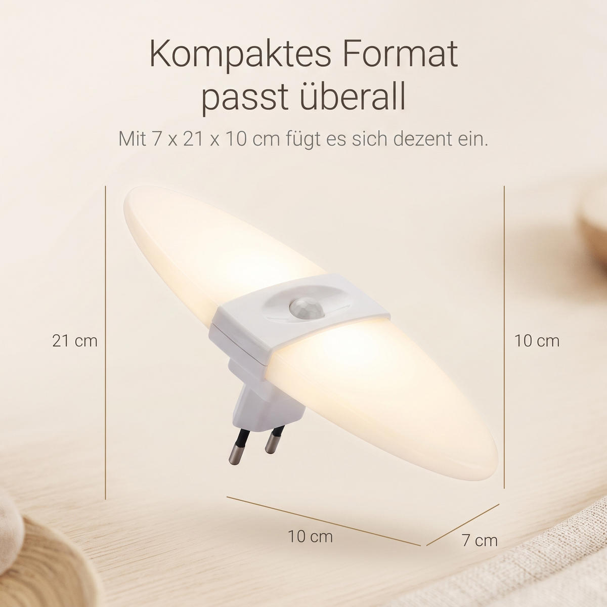 LED-NACHTLICHT 2er Set mit Bewegungsmelder und Helligkeitssensor Warmweiß - Weiß, Kunststoff (6.7/18.4/6.3cm) - Northpoint