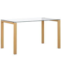 ESSTISCH 130/80/75 cm Transparent, Hellbraun Rechteckig Tavira - Transparent, Glas (130/80/75cm) - Beliani