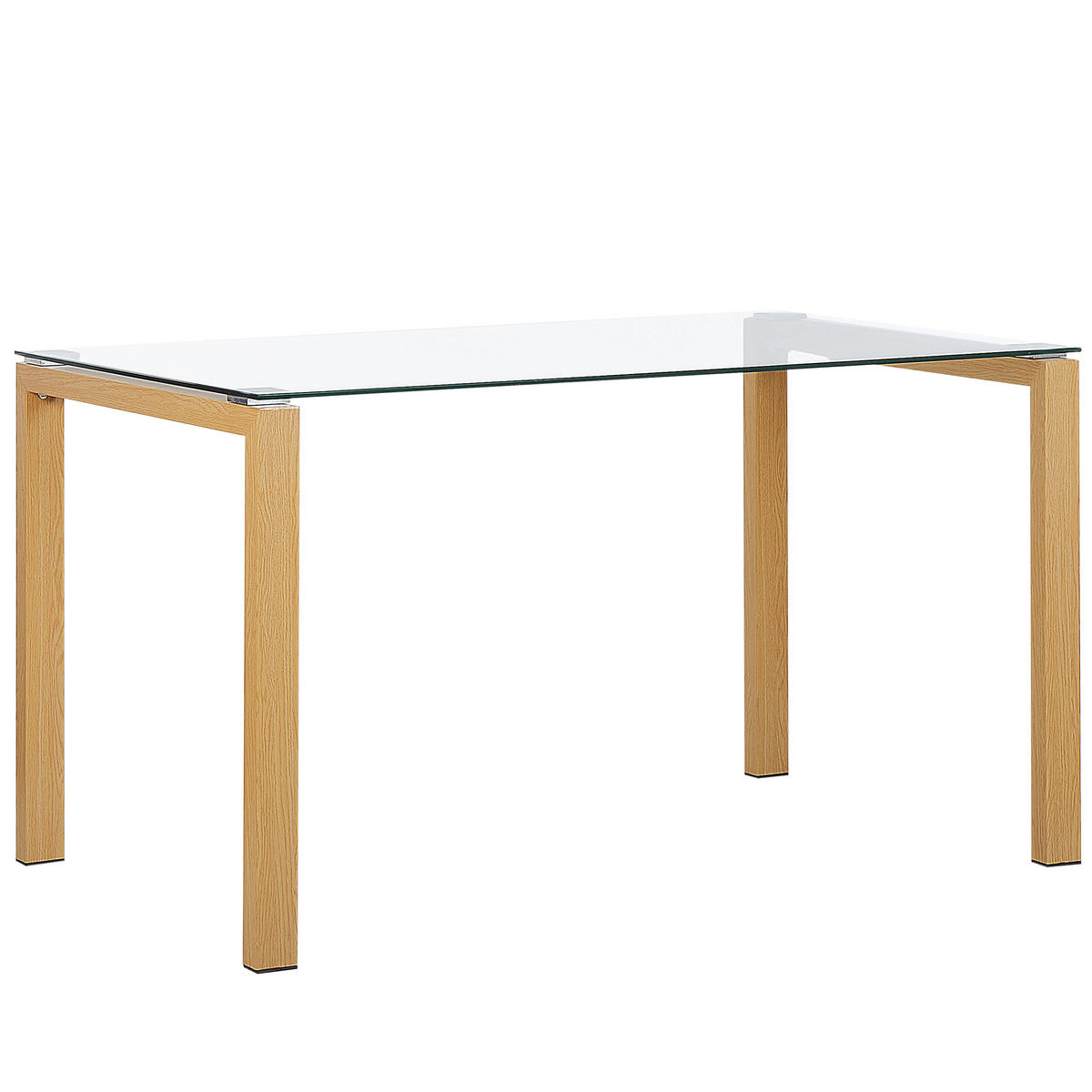 ESSTISCH 130/80/75 cm Transparent, Hellbraun Rechteckig Tavira - Transparent, Glas (130/80/75cm) - Beliani