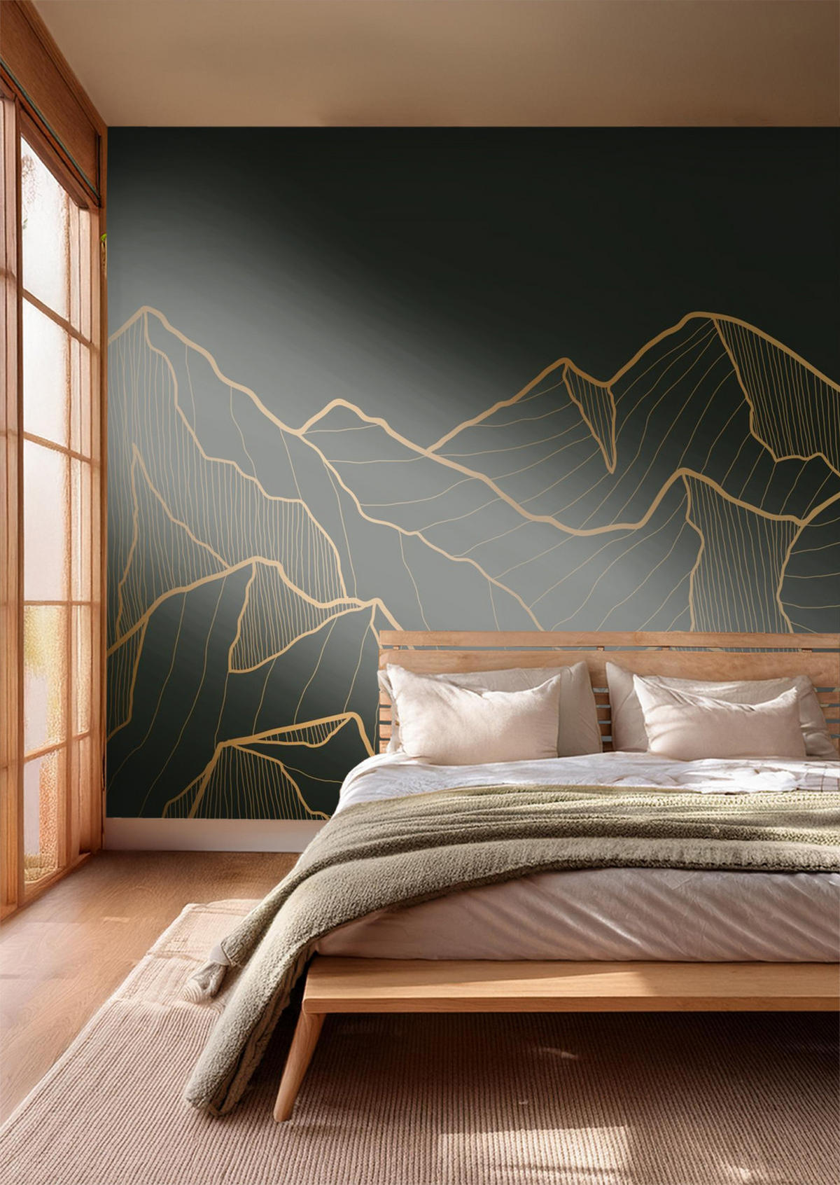 FOTOTAPETE Berglandschaft 375 x 270 cm - Schwarz, Papier (375/270cm) - Sanders & Sanders