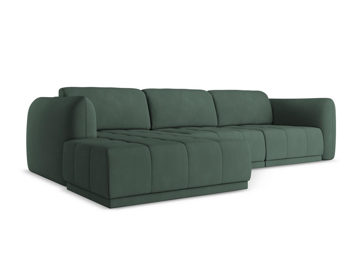 ECKSOFA Links Chenille Stoff Grün - Schwarz/Grün, Kunststoff/Textil (170/290cm) - Makamii