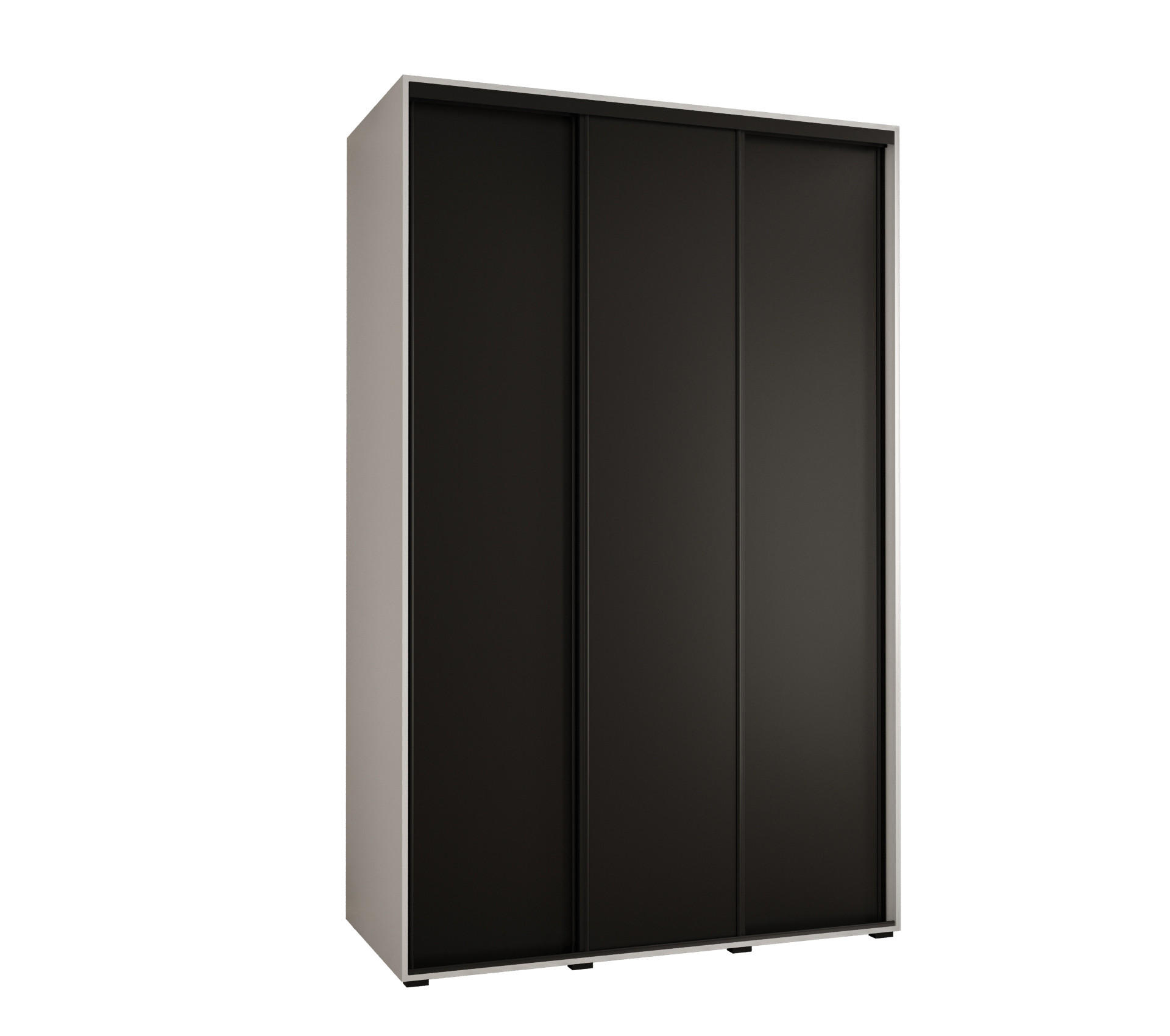 Abiks Möbel Schwebetürenschrank Weiß, Schwarz, Schwarz 160x235x45 cm